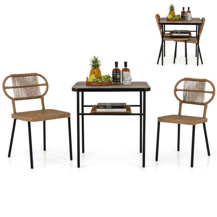 3-Piece Outdoor Rattan Furniture Set with Table