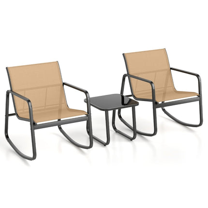 3-Piece Outdoor Rocking Furniture Set with Table & Chairs