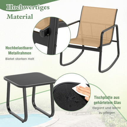 3-Piece Outdoor Rocking Furniture Set with Table & Chairs