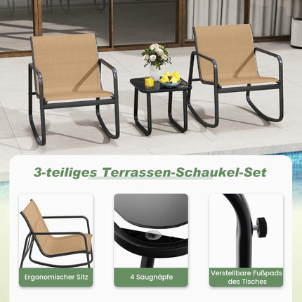 3-Piece Outdoor Rocking Furniture Set with Table & Chairs
