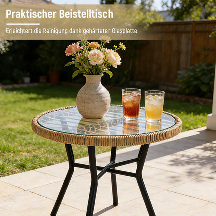 3-Piece PE Rattan Patio Set with Cushions, Beige