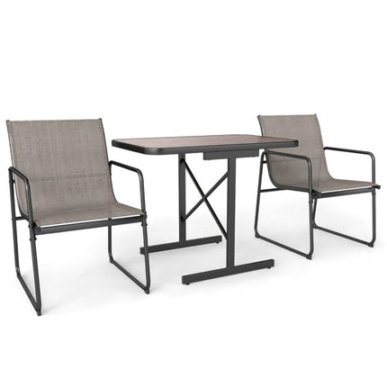 3-Piece Patio Bistro Set – Rectangular Table, Fabric Chairs