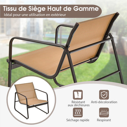 3-Piece Patio Furniture Set – Textilene, Glass Table
