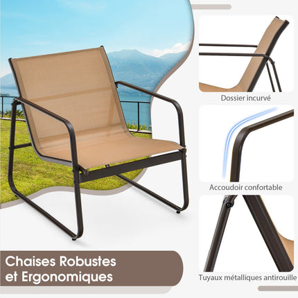 3-Piece Patio Furniture Set – Textilene, Glass Table