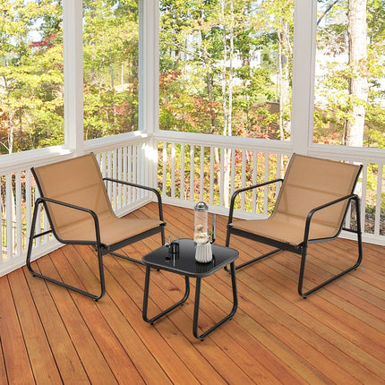3-Piece Patio Furniture Set – Textilene, Glass Table