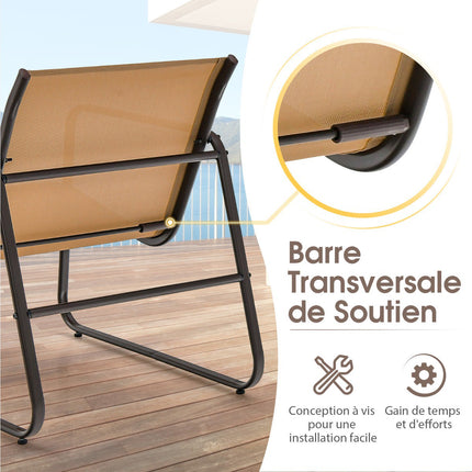 3-Piece Patio Furniture Set – Textilene, Glass Table