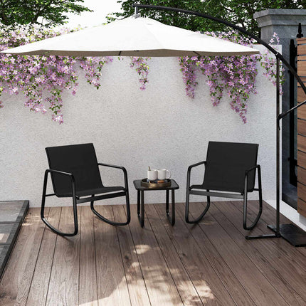 3-Piece Patio Rocking Chair Set With Glass Table