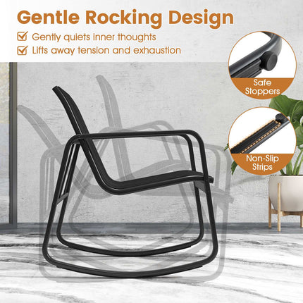 3-Piece Patio Rocking Chair Set With Glass Table