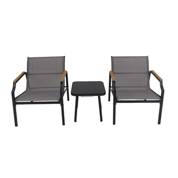 3-Piece Patio Set with Chairs & Table – Metal Frame