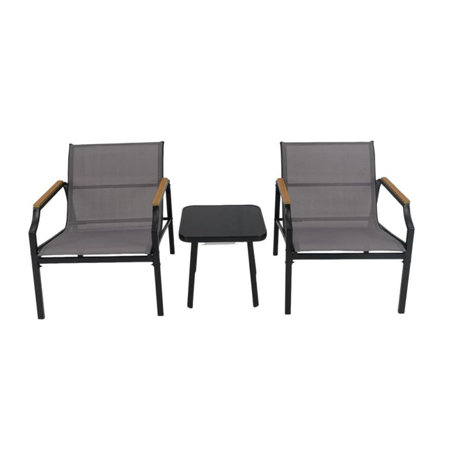 3-Piece Patio Set with Chairs & Table – Metal Frame