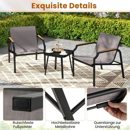3-Piece Patio Set with Chairs & Table – Metal Frame
