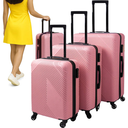 3-Piece Pink Suitcase Set – Lightweight, Durable