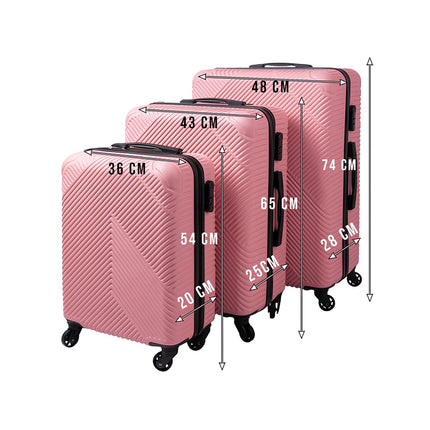 3-Piece Pink Suitcase Set – Lightweight, Durable
