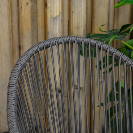 Rattan garden furniture - 2 chairs and table, cushions included