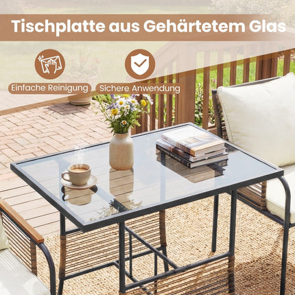 3-Piece Rattan Outdoor Dining Set with Cushions