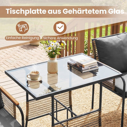 3-Piece Rattan Outdoor Dining Set with Cushions