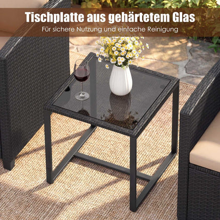 3-Piece Rattan Outdoor Furniture Set with Cushions