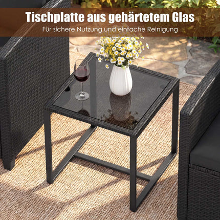 3-Piece Rattan Outdoor Furniture Set with Cushions