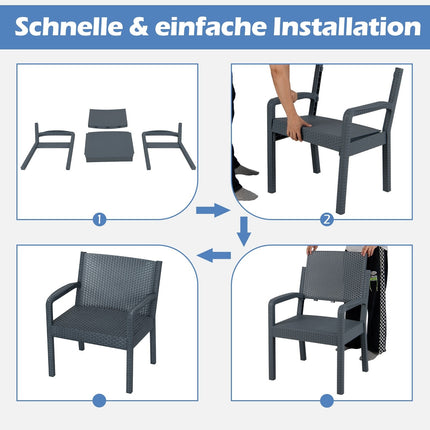3-Piece Rattan Patio Set – Weatherproof, Grey