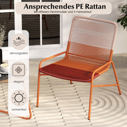 3-Piece Rattan Patio Set with Chairs & Table