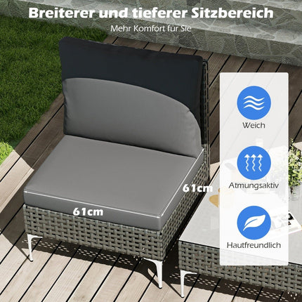 3-Piece Rattan Patio Set with Cushions & Table, Gray