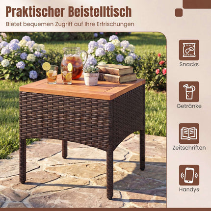 3-Piece Rattan Patio Set with Cushions and Side Table