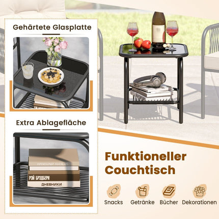 3-Piece Rattan Patio Set with Cushions and Table
