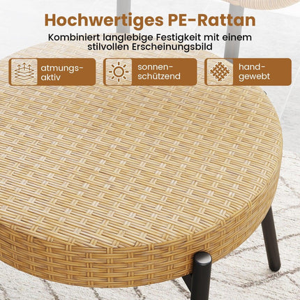 3-Piece Rattan Patio Set with Glass Table, Brown