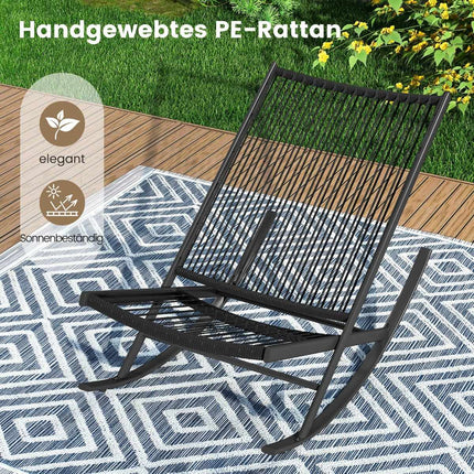 3-Piece Rattan Patio Set with Rocking Chairs & Table