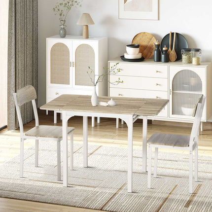 3-piece dining room set with folding table and chairs, steel MDF