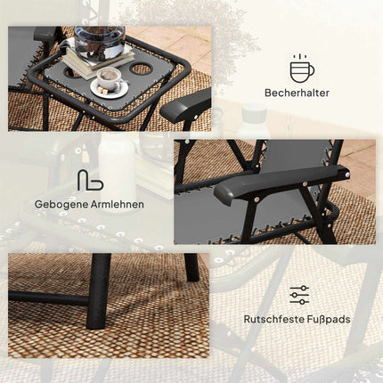3-Piece Steel Bistro Set, Foldable, Dark Grey