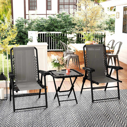 3-Piece Steel Bistro Set, Foldable, Dark Grey