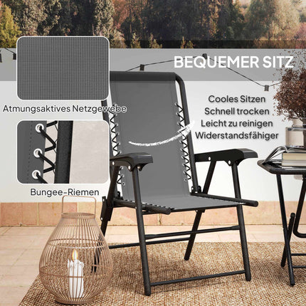 3-Piece Steel Bistro Set, Foldable, Dark Grey