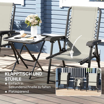3-Piece Steel Bistro Set, Foldable, Dark Grey