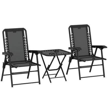 3-Piece Steel Bistro Set, Foldable, Weatherproof, Black