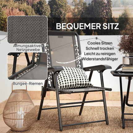3-Piece Steel Bistro Set, Foldable, Weatherproof, Black