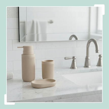 3-Piece Synthetic Resin Bathroom Accessories Set