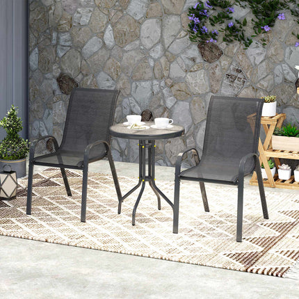 3-Piece Weatherproof Patio Set with Glass Table, Black