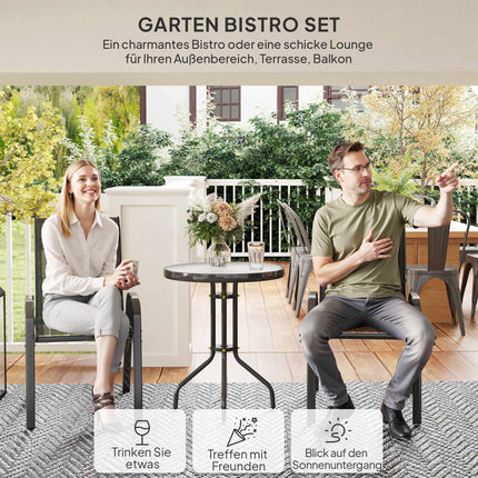 3-Piece Weatherproof Patio Set with Glass Table, Black