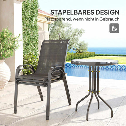 3-Piece Weatherproof Patio Set with Glass Table, Black