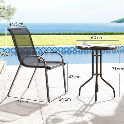 3-Piece Weatherproof Patio Set with Glass Table, Black