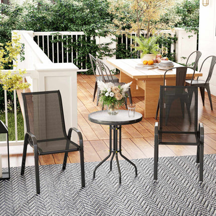 3-Piece Weatherproof Patio Set with Glass Table, Black