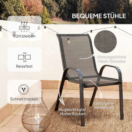 3-Piece Weatherproof Patio Set with Glass Table, Black