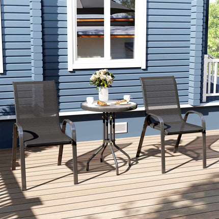 3-Piece Weatherproof Patio Set with Glass Table, Black