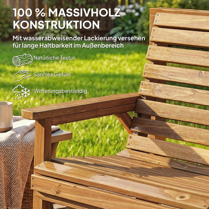 3-Piece Wooden Patio Set with Umbrella Hole