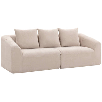 3-Seater Chenille Sofa, Beige, Extra Wide Seat, Cushions