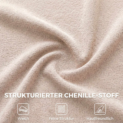 3-Seater Chenille Sofa, Beige, Extra Wide Seat, Cushions