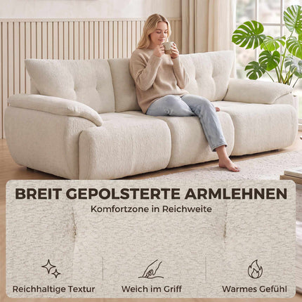 3-Seater Chenille Sofa, Frameless, Extra Wide Seats