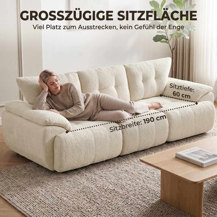 3-Seater Chenille Sofa, Frameless, Extra Wide Seats