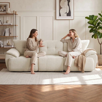 3-Seater Chenille Sofa, Frameless, Extra Wide Seats